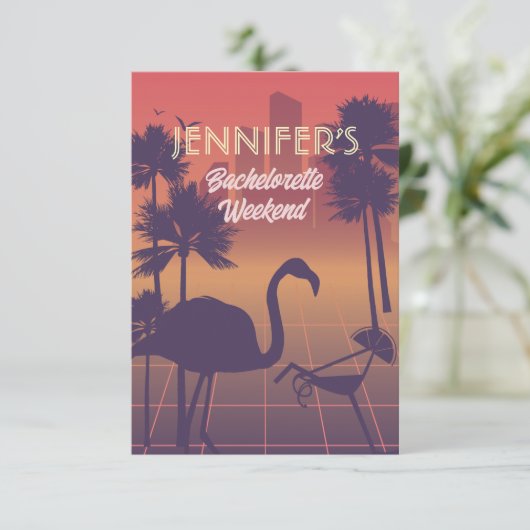 Voeg jouw tekst toe! Retro Bachelorette-uitnodigin Kaart (Staand voorkant)