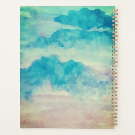 Voeg Jouw tekst Waterverf prachtige blauwe hemden Planner (Achterkant)