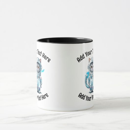 Voeg Jouw tekst Whimsical Astronaut Cat Coffee toe Mok (Midden)