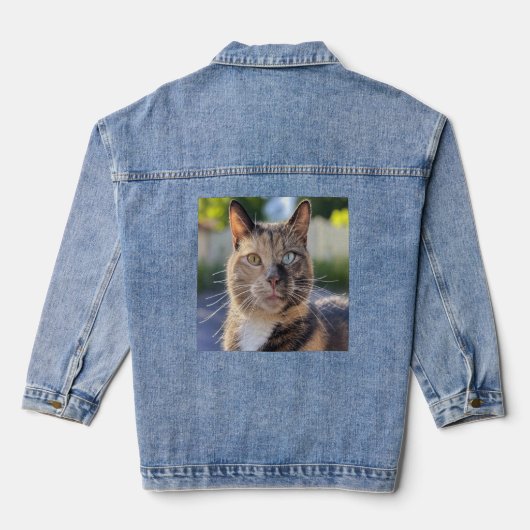 Voeg Kat Foto Aanpassen Toe Denim Jacket (Achterkant)
