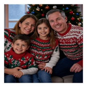 Voeg Kerstmis Familie Foto Aanpassen Toe Perfect Poster