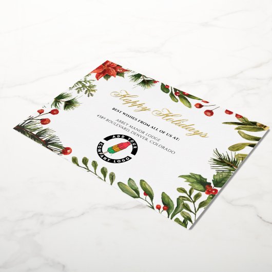 Voeg kerstmis toe aan Business Logo Company Gold Folie Feestdagenkaart (Gedraaid)