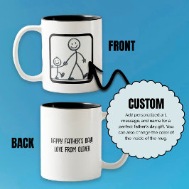 Voeg Kind's kunstwerk Vaderdag gepersonaliseerd to Tweekleurige Koffiemok