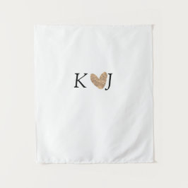 Voeg koppel naam letter trouw gouden hart glitters wandkleed