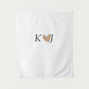 Voeg koppel naam letter trouw gouden hart glitters wandkleed