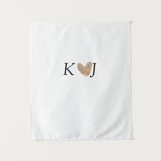 Voeg koppel naam letter trouw gouden hart glitters wandkleed (Voorkant)