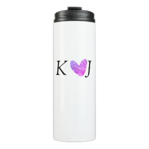 Voeg koppel naam letter trouw roze hart glitters t thermosbeker
