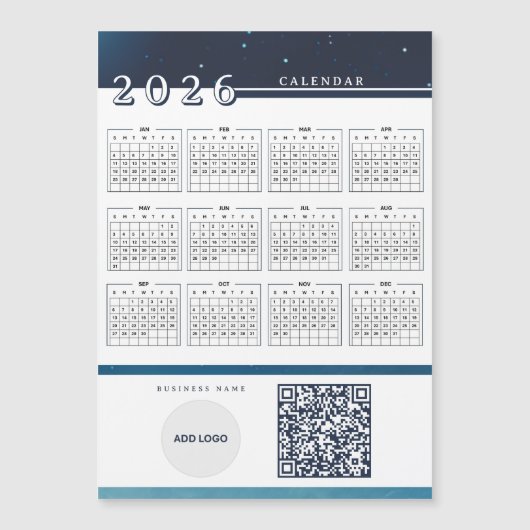Voeg Logo 2026 Kalender QR-code Magnetische Kaart  (Voorkant)