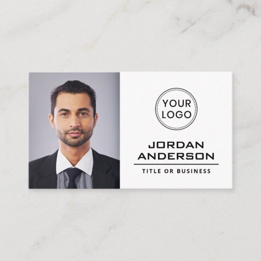 Voeg logo aangepaste foto professioneel wit toe visitekaartje (Voorkant)