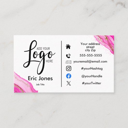 Voeg logo aangepaste LOGO voor bedrijven en social Visitekaartje (Voorkant)