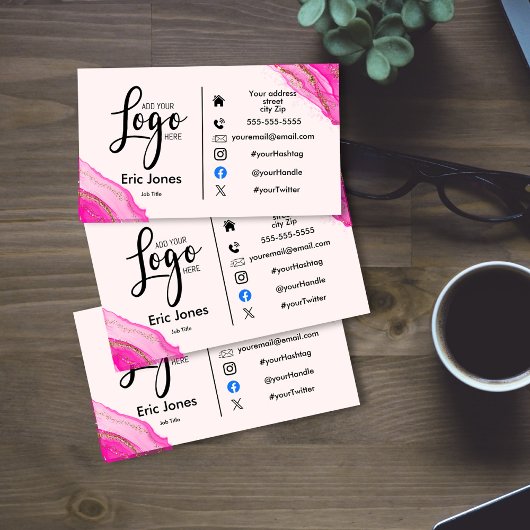 Voeg logo aangepaste LOGO voor bedrijven en social Visitekaartje