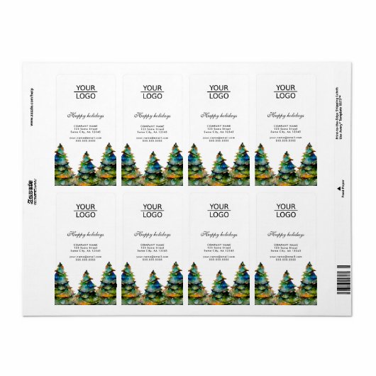 Voeg Logo Aangepaste tekst Kerstmis dennenboom pro Etiket (Full Sheet)