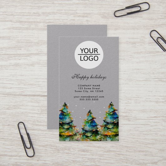 Voeg Logo Aangepaste tekst Kerstmis dennenboom pro Visitekaartje (Voorkant / Achterkant in situ)