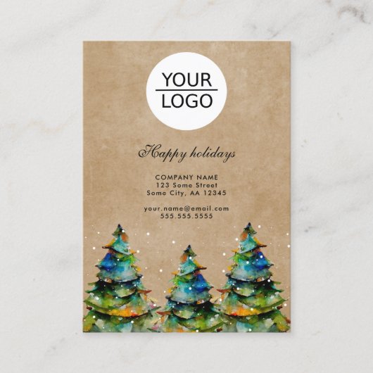 Voeg Logo Aangepaste tekst Kerstmis dennenboom pro Visitekaartje (Voorkant)