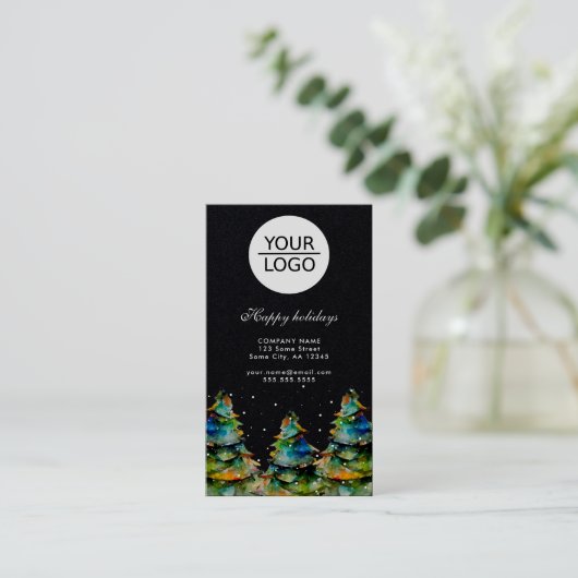 Voeg Logo Aangepaste tekst Kerstmis dennenboom pro Visitekaartje (Staand voorkant)