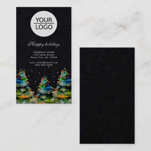 Voeg Logo Aangepaste tekst Kerstmis dennenboom pro Visitekaartje (Voorkant / Achterkant)