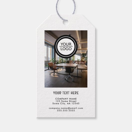 Voeg Logo aangepaste tekst QR code bedrijf foto kr Cadeaulabel (Voorkant)