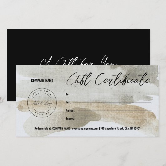 Voeg Logo & Art Cadeaucertificaat Sjabloon aan te  (Voorkant / Achterkant)