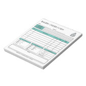 Voeg Logo Bakery Business Mint Green bestelformuli Notitieblok (Linkerzijde)