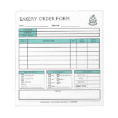 Voeg Logo Bakery Business Mint Green bestelformuli Notitieblok (Voorkant)