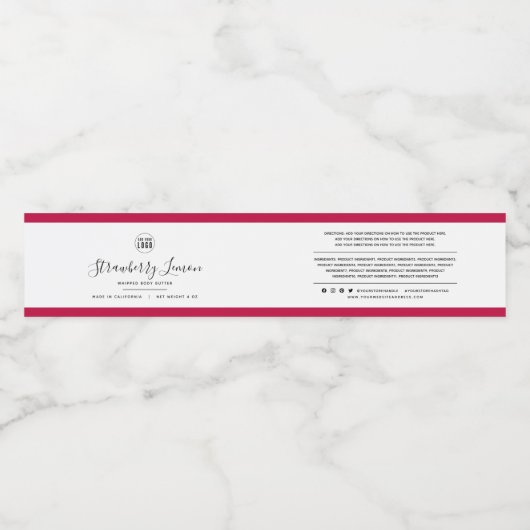 Voeg Logo bewerkbare kleuringrediënten productlabe Waterfles Etiket (Enkel label)