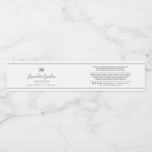 Voeg Logo Black Border Ingredients Productlabel to Waterfles Etiket (Enkel label)