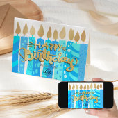 Voeg Logo blauwe kaarsen toe Business Happy Birthd Kaart