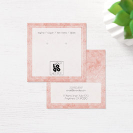 Voeg Logo Blush roze Glitter Marble Earning Displa Vierkante Visitekaartjes