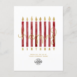 Voeg Logo Burgundy Candles Business Happy Birthday Feestdagenkaart