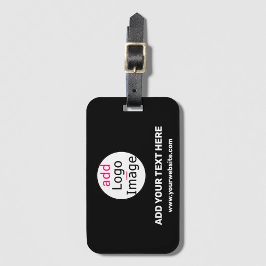 Voeg Logo Business Chic  Black Minimal toe Bagagelabel (Voorkant (verticaal))