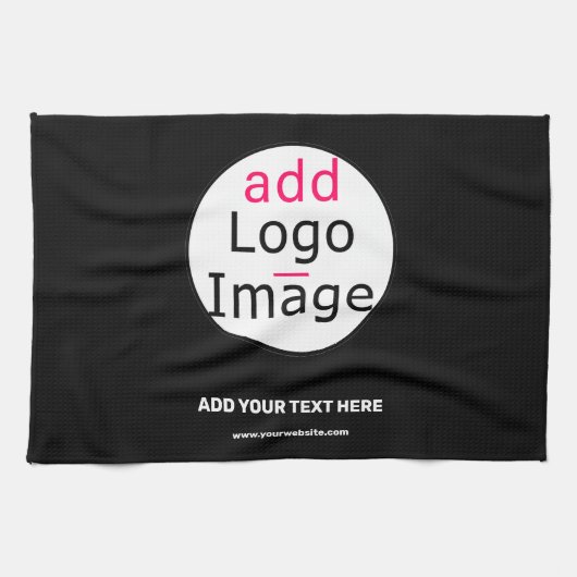 Voeg Logo Business Chic Black Minimal toe Theedoek (Horizontaal)