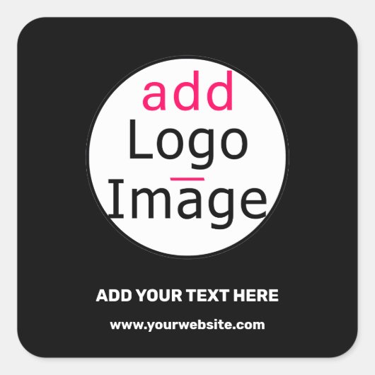 Voeg Logo Business Chic  Black Minimal toe Vierkante Sticker (Voorkant)