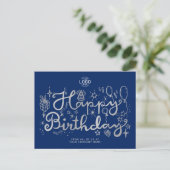 Voeg Logo Business Fun Doodle Silver Happy Birthda Feestdagenkaart (Staand voorkant)