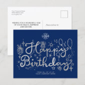 Voeg Logo Business Fun Doodle Silver Happy Birthda Feestdagenkaart (Voorkant / Achterkant)