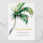 Voeg Logo Business Palm Tree Gold toe Folie Feestdagenkaart (Voorkant)