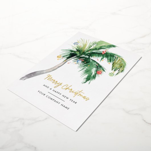 Voeg Logo Business Palm Tree Gold toe Folie Feestdagenkaart (Gedraaid)