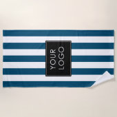 Voeg Logo Business Thick Stripes Blue Striped toe Strandlaken (Voorkant)