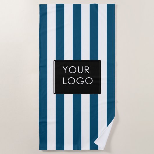 Voeg Logo Business Thick Stripes Blue Striped toe Strandlaken (Voorkant)
