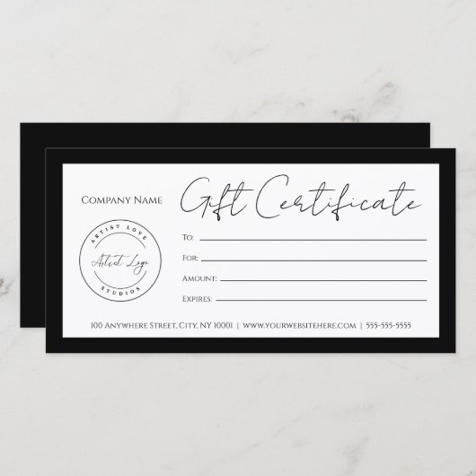 Voeg Logo Cadeaubon Sjabloon  toe (Voorkant / Achterkant)