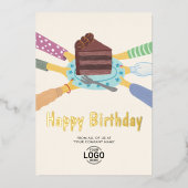 Voeg Logo Chocolate Cake toe van All Business Birt Folie Uitnodiging (Voorkant)