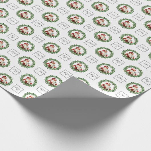 Voeg Logo Christmas Santa Gifts Pattern Company to Cadeaupapier (Hoek)