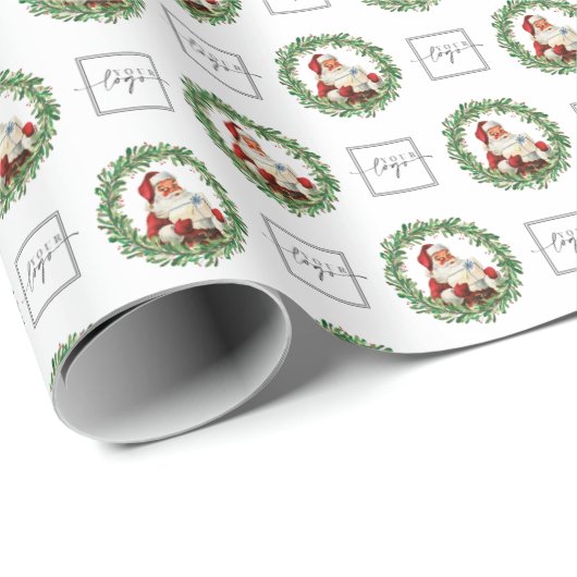 Voeg Logo Christmas Santa Gifts Pattern Company to Cadeaupapier (Rol Hoek)