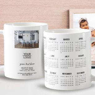 Voeg Logo Custom Text Company Photo 2024 Calendar  Koffiemok