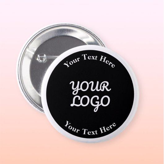 Voeg Logo Editable Black & White toe met Rand Ronde Button 5,7 Cm