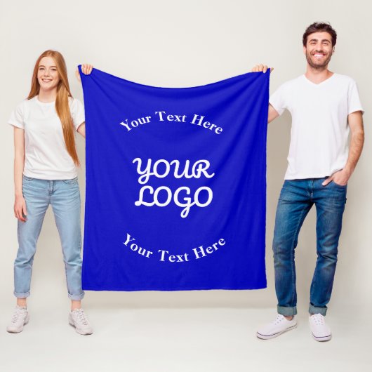 Voeg Logo Editable Royal Blue & White Text toe Fleece Deken (In situ)