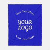 Voeg Logo Editable Royal Blue & White Text toe Fleece Deken (Voorkant)