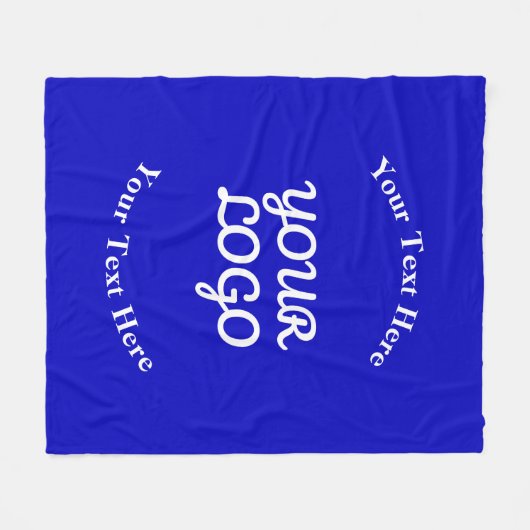 Voeg Logo Editable Royal Blue & White Text toe Fleece Deken (Voorkant (Horizontaal))