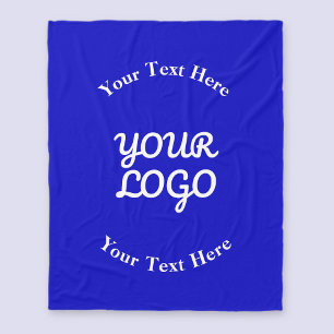 Voeg Logo Editable Royal Blue & White Text toe Fleece Deken