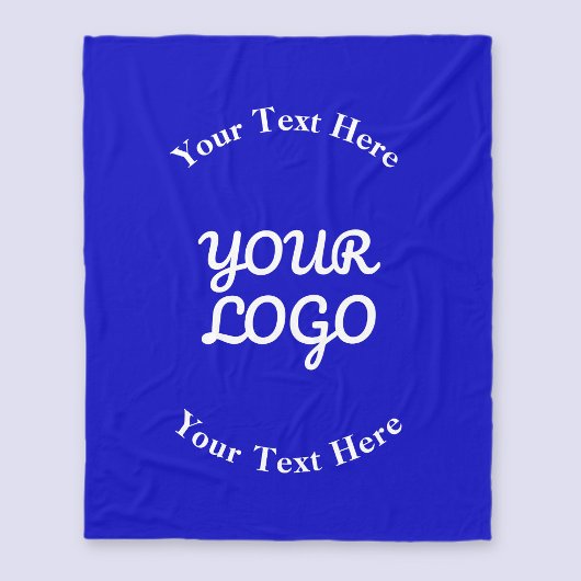 Voeg Logo Editable Royal Blue & White Text toe Fleece Deken