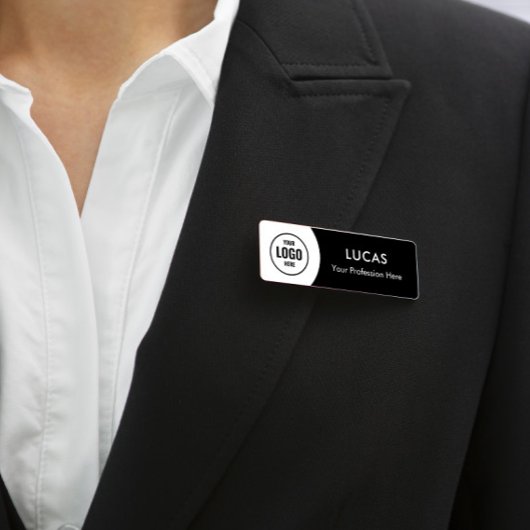 Voeg Logo eenvoudige elegante zwarte magneettitel  Naambadge